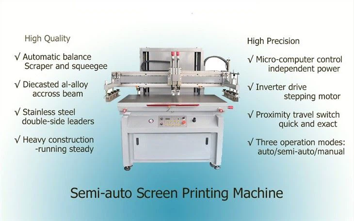 Imprimante de ecran semi-auto cu pat plat cu masă de vid pentru foaie